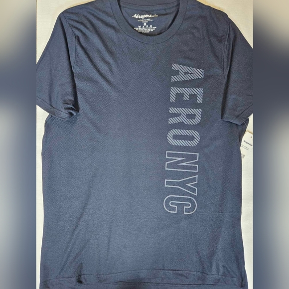 Aeropostale T-Shirt Mens XL Navy Blue White Raised Logo‎ Tee Aero NYC Preppy NEW - Picture 1 of 8